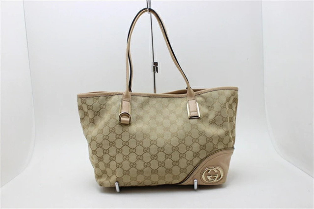 Gucci bag shoulder tote canvas calfskin Beige Cream